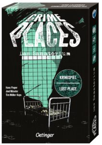 Einen Kriminalfall selber zu lösen versuchen die Mitspieler bei der neuen Spielereihe "Crime Places", in der 72 Karten Hinweise geben. Folge 1, "Das Sanatorium", ist empfohlen ab 16 Jahren.